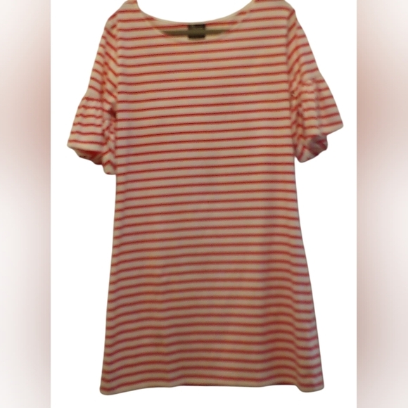 Ann Lane - NWT, Red & White Stripes, A - Line Dress W/ Ruffles On Short Sleeves - Picture 5 of 11